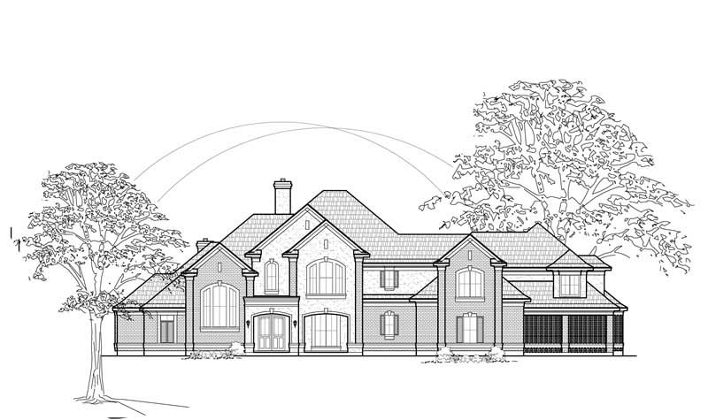 Home Plan Front Elevation of this 5-Bedroom,4984 Sq Ft Plan -134-1375