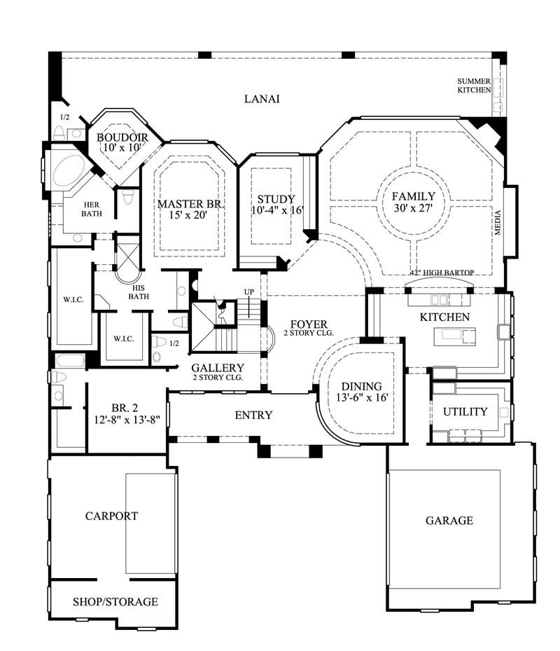 Floor Plan Second Story of Mediterranean Plan #134-1376