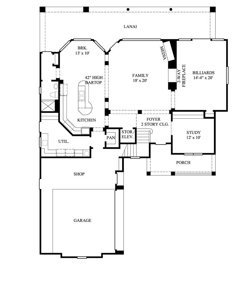 Floor Plan First Story of Country Plan #134-1377
