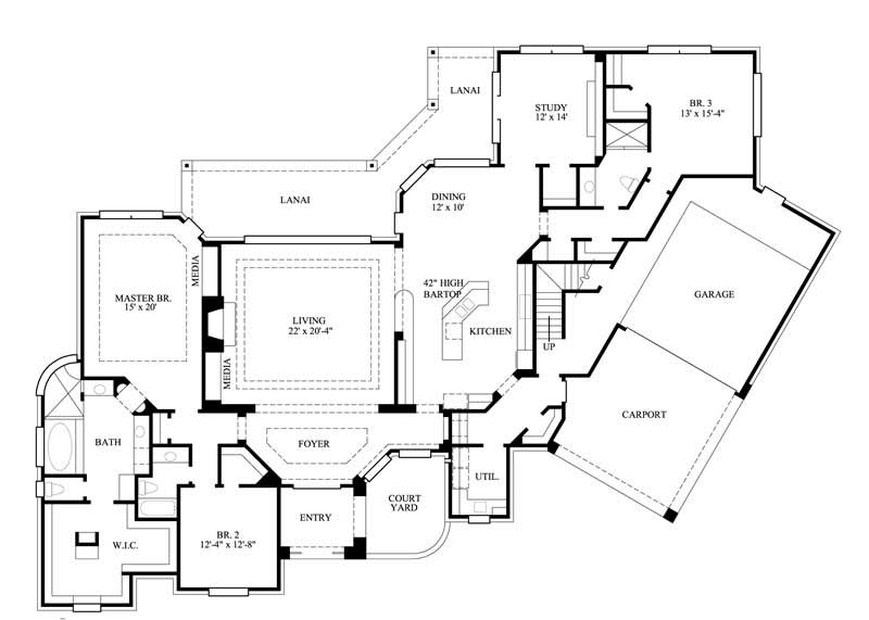 Floor Plan First Story of Ranch Plan #134-1378