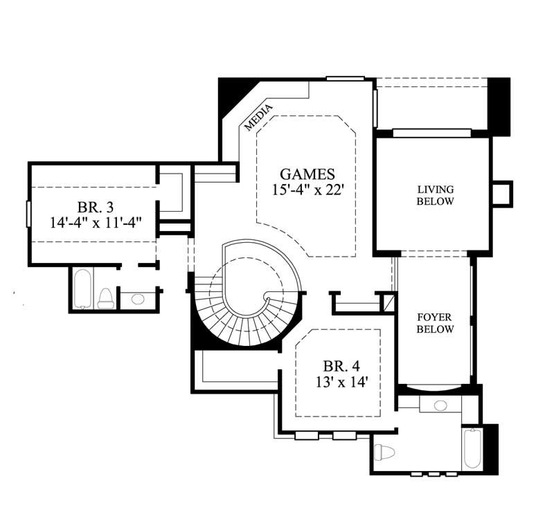 Floor Plan Second Story of Luxury Plan #134-1380