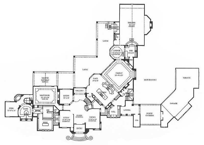 Floor Plan First Story of Mediterranean Plan #134-1382