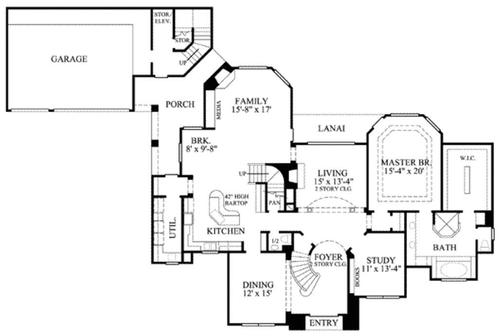 Floor Plan First Story of Luxury Plan #134-1383