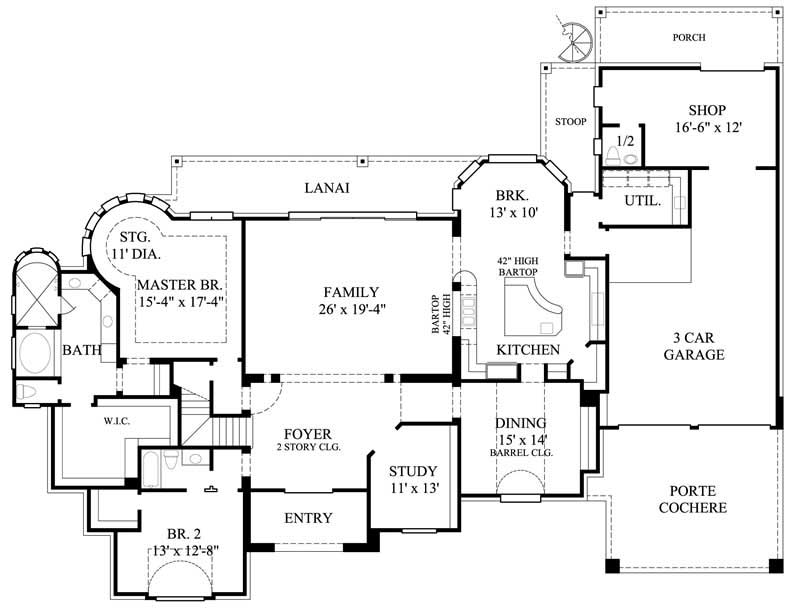 Floor Plan First Story of Luxury Plan #134-1384