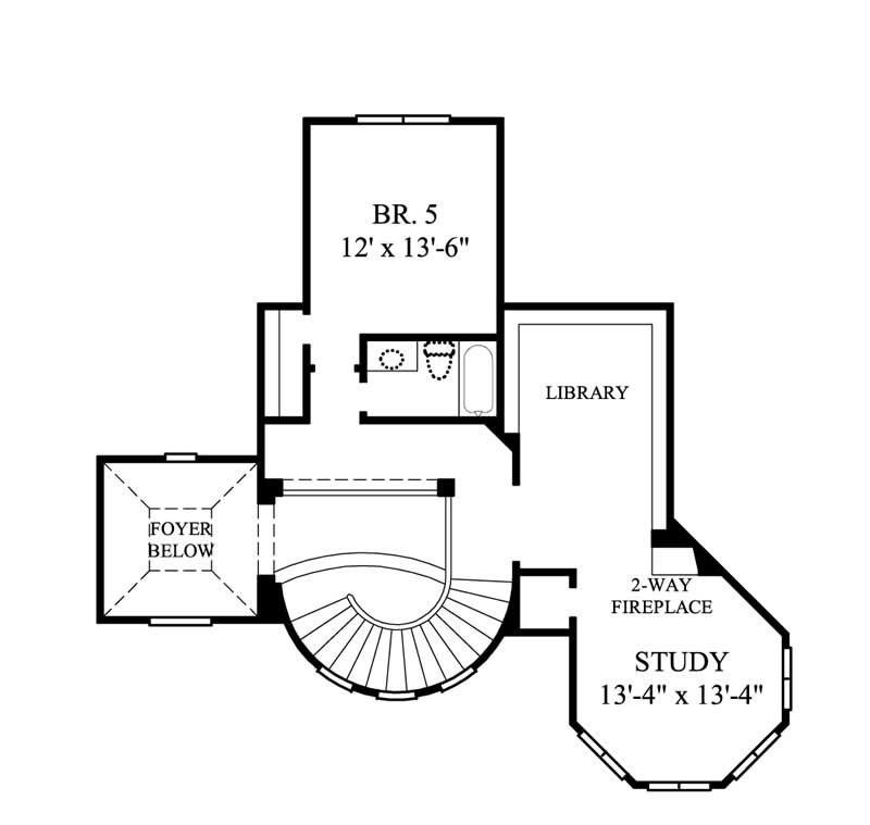 Floor Plan Second Story of Luxury Plan #134-1385