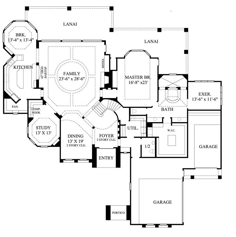 Floor Plan First Story of Luxury Plan #134-1387