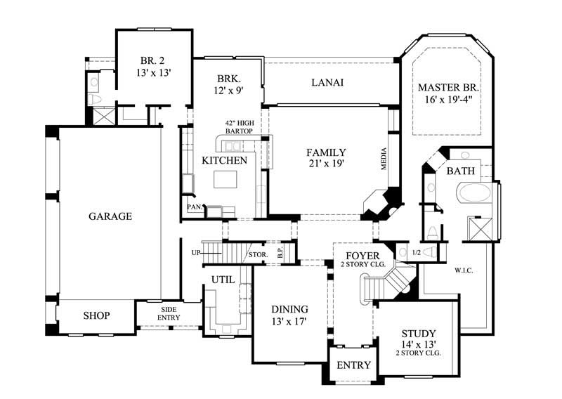 Floor Plan First Story of Luxury Plan #134-1388