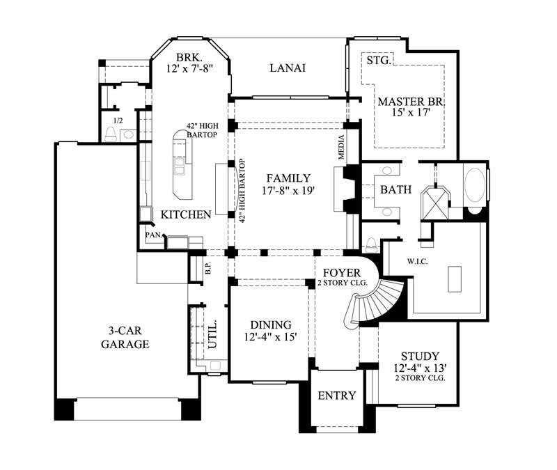 Floor Plan First Story of Luxury Plan #134-1389