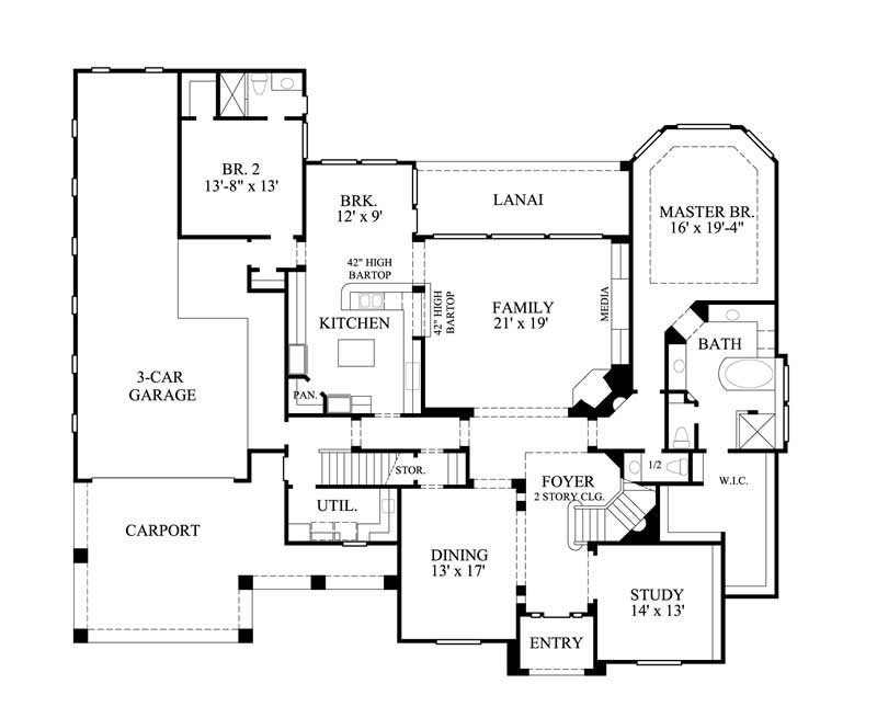Floor Plan First Story of Luxury Plan #134-1391