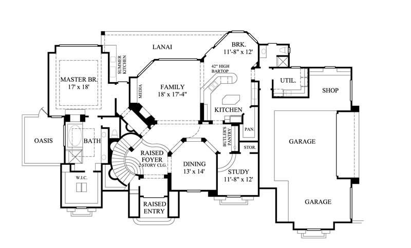 Floor Plan First Story of European Plan #134-1395