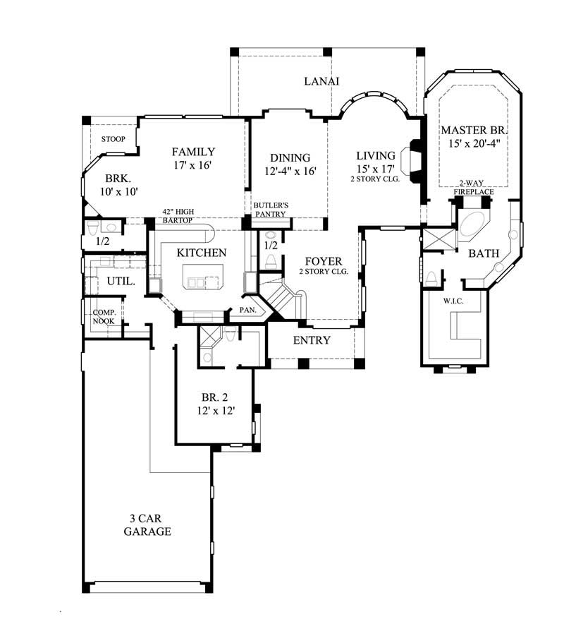 Floor Plan First Story of Mediterranean Plan #134-1398