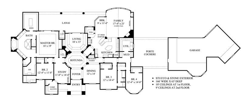 Floor Plan First Story of California Style Plan #134-1400