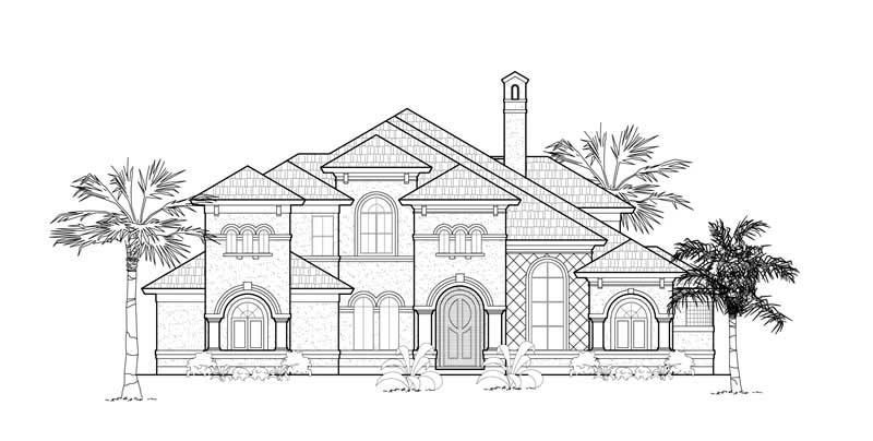 Home Plan Front Elevation of this 4-Bedroom,3868 Sq Ft Plan -134-1401