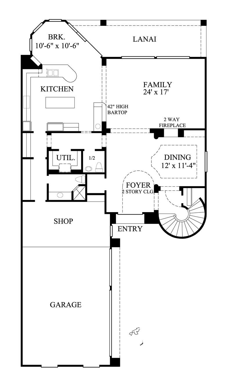 Floor Plan First Story of European Plan #134-1402