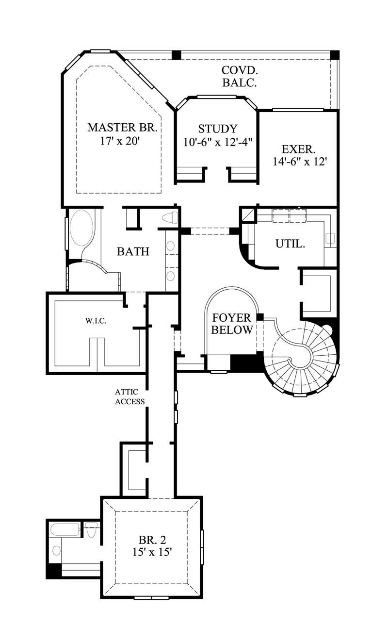 Floor Plan Second Story of European Plan #134-1402