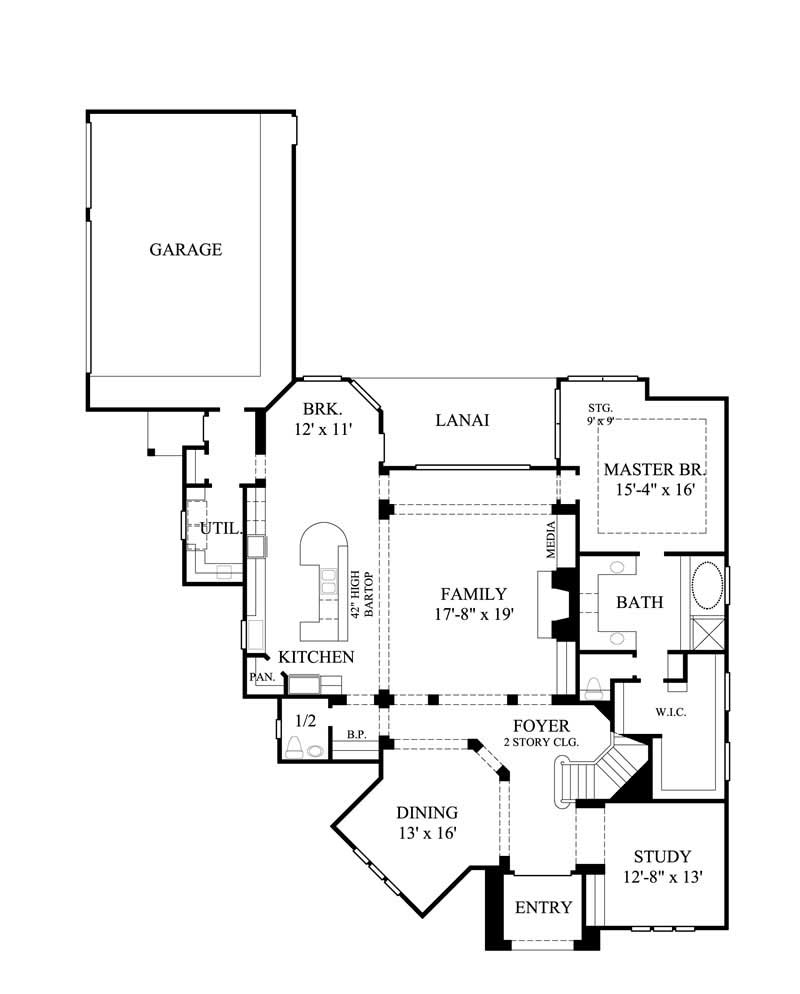 Floor Plan First Story of Luxury Plan #134-1403
