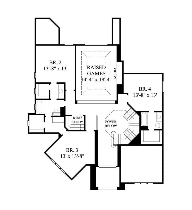 Floor Plan Second Story of Luxury Plan #134-1403
