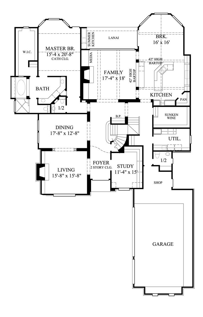 Floor Plan First Story of European Plan #134-1404