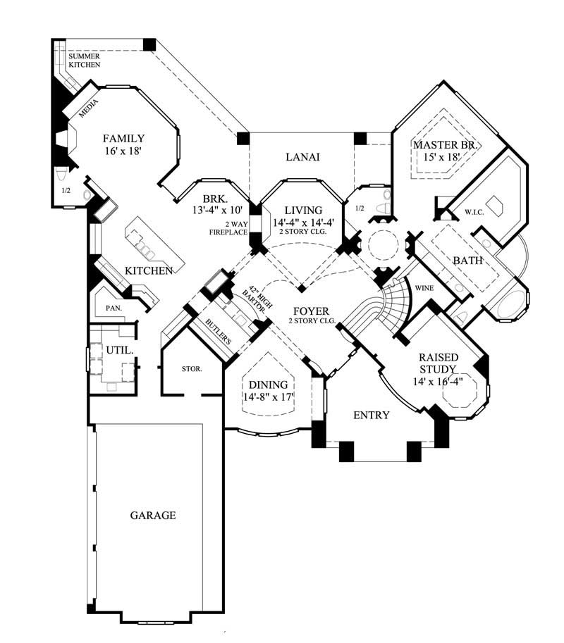 Floor Plan First Story of Luxury Plan #134-1405