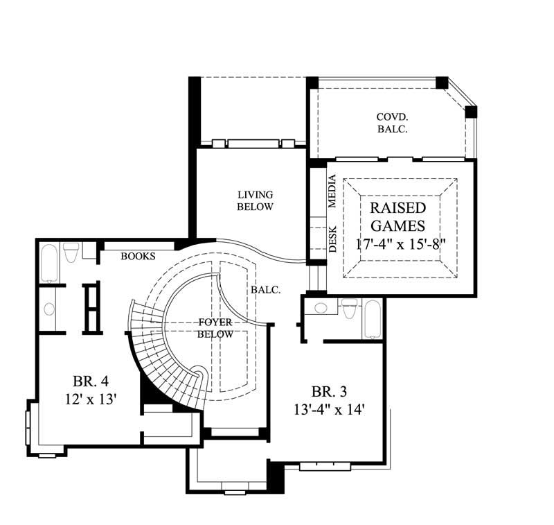 Floor Plan Second Story of Luxury Plan #134-1407