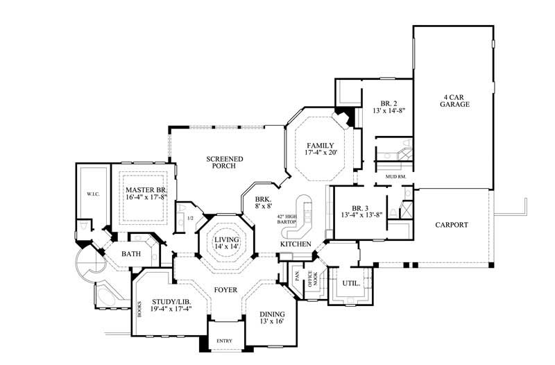Floor Plan First Story of Luxury Plan #134-1408