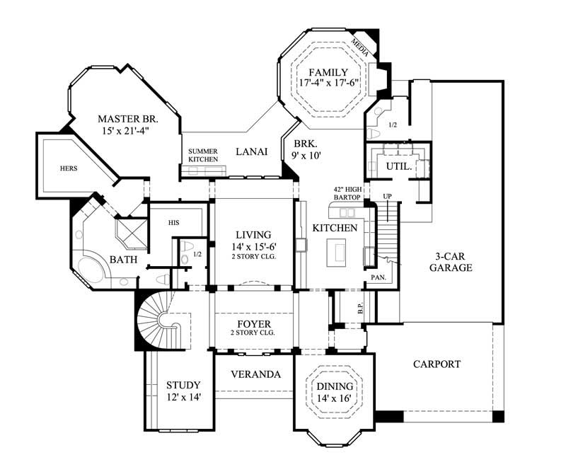 Floor Plan First Story of Luxury Plan #134-1409