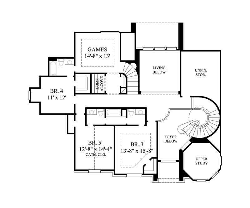 Floor Plan Second Story of Luxury Plan #134-1410