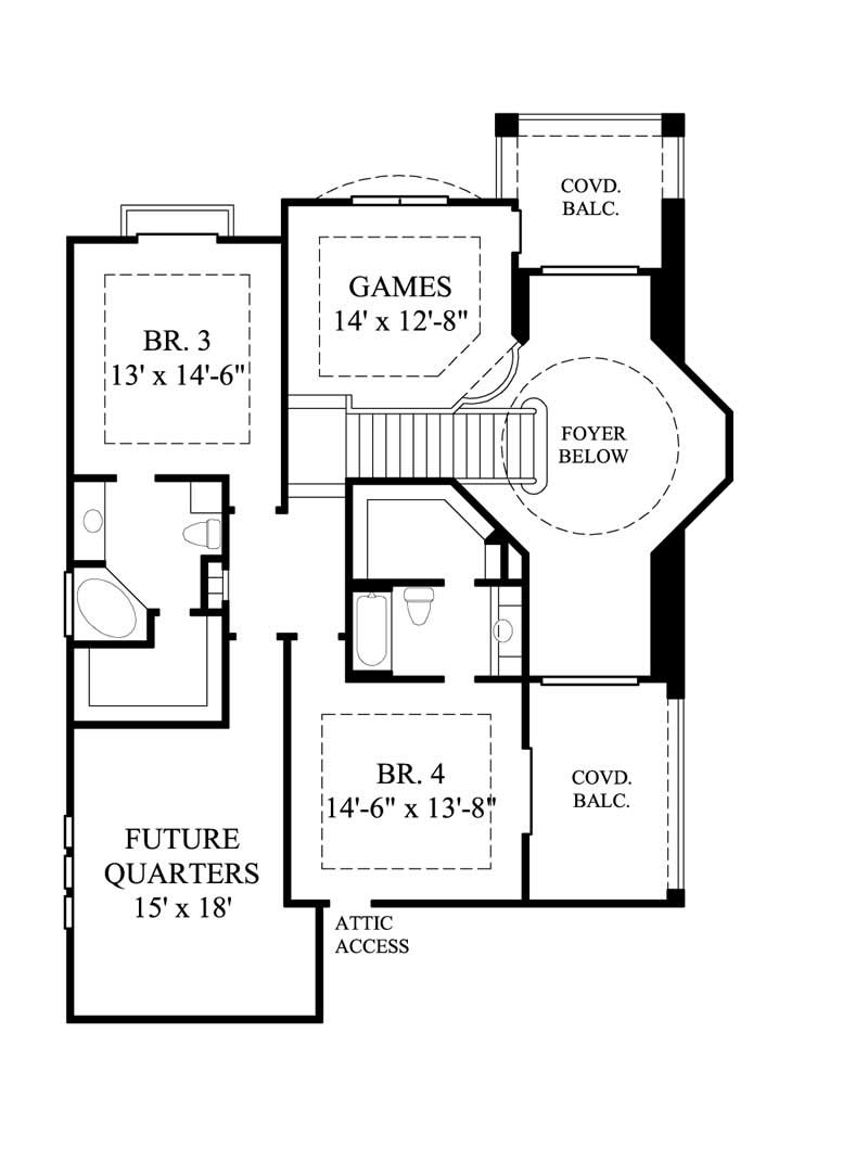Floor Plan Second Story of Luxury Plan #134-1411