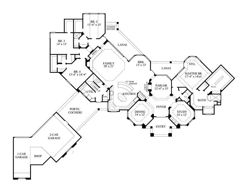 Floor Plan First Story of Luxury Plan #134-1412