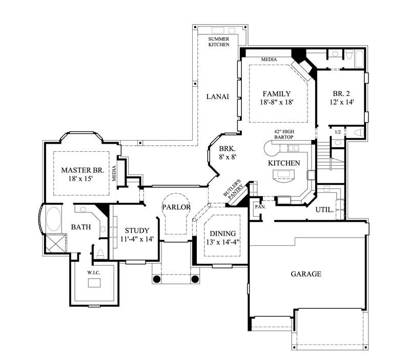 Floor Plan First Story of Luxury Plan #134-1413