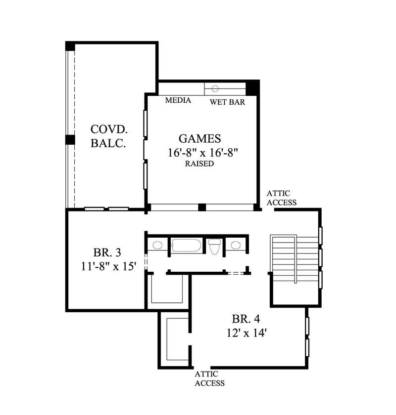 Floor Plan Second Story of Luxury Plan #134-1413