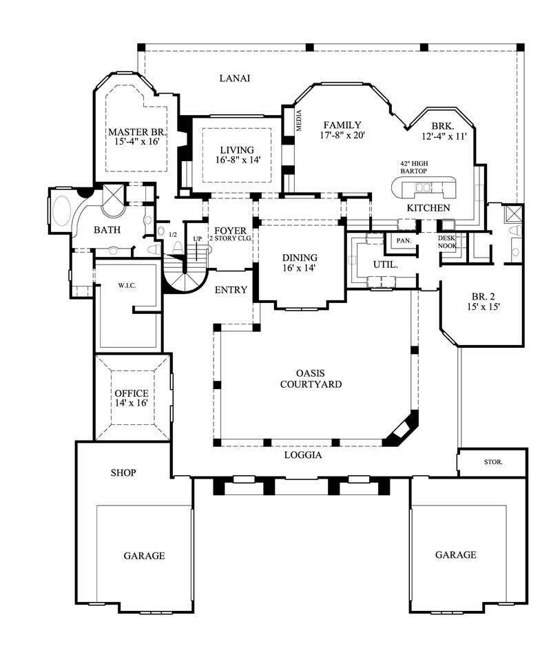 Floor Plan First Story of Luxury Plan #134-1414
