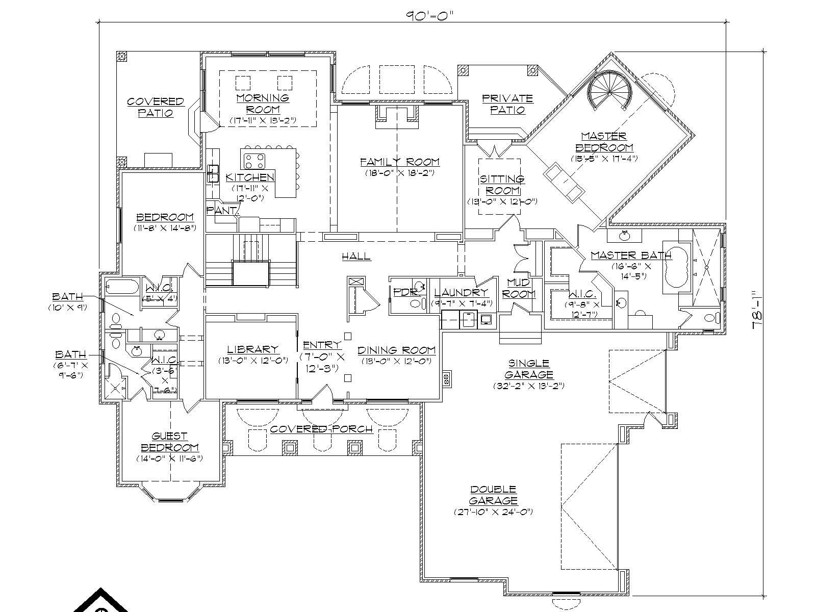 Floor Plan First Story of European Plan #135-1002