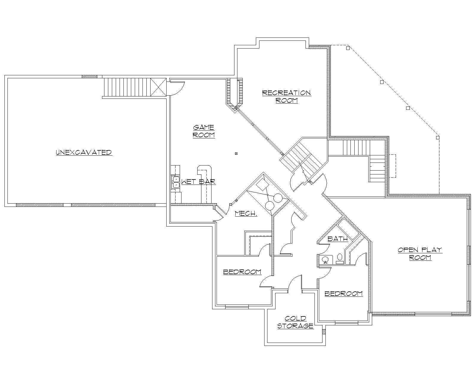 Floor Plan Basement of Luxury Plan #135-1004