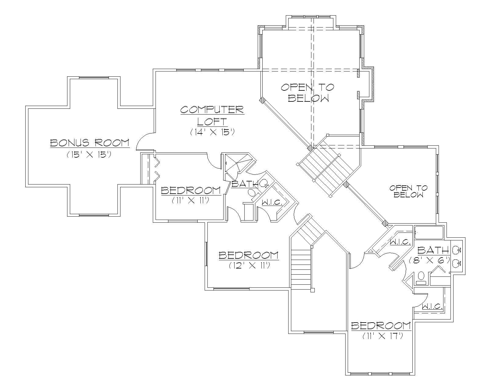 Floor Plan Second Story of Luxury Plan #135-1004
