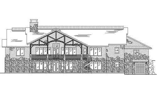 Home Plan Rear Elevation of this 6-Bedroom,4356 Sq Ft Plan -135-1007