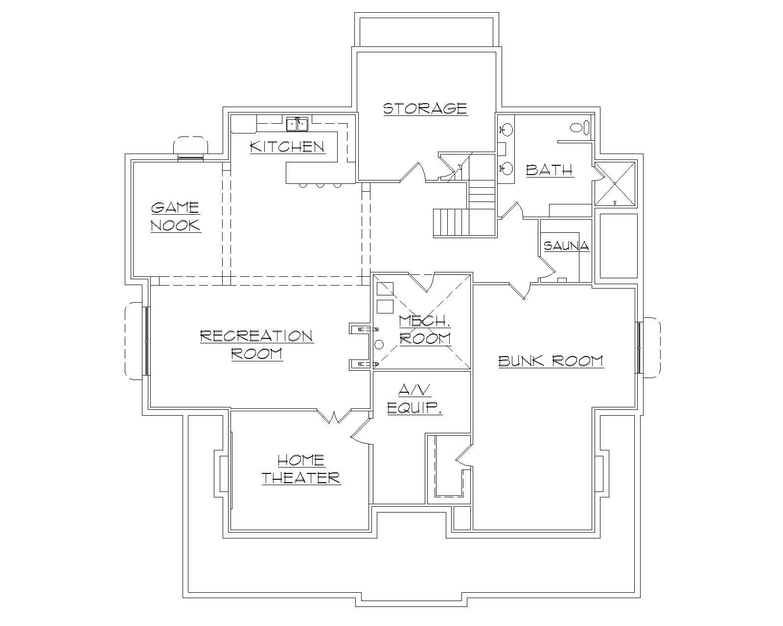 Floor Plan Basement of Luxury Plan #135-1008