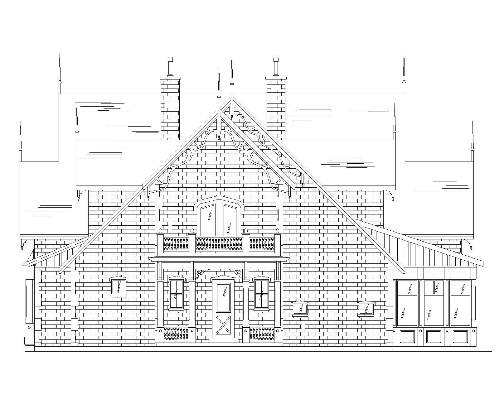 Home Plan Rear Elevation of this 5-Bedroom,4811 Sq Ft Plan -135-1008