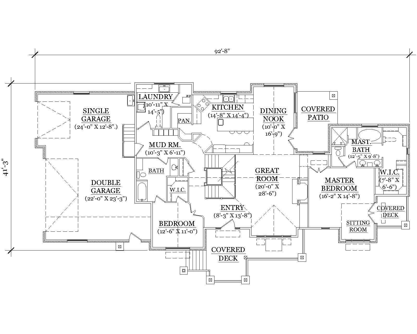 Floor Plan First Story of Country Plan #135-1009