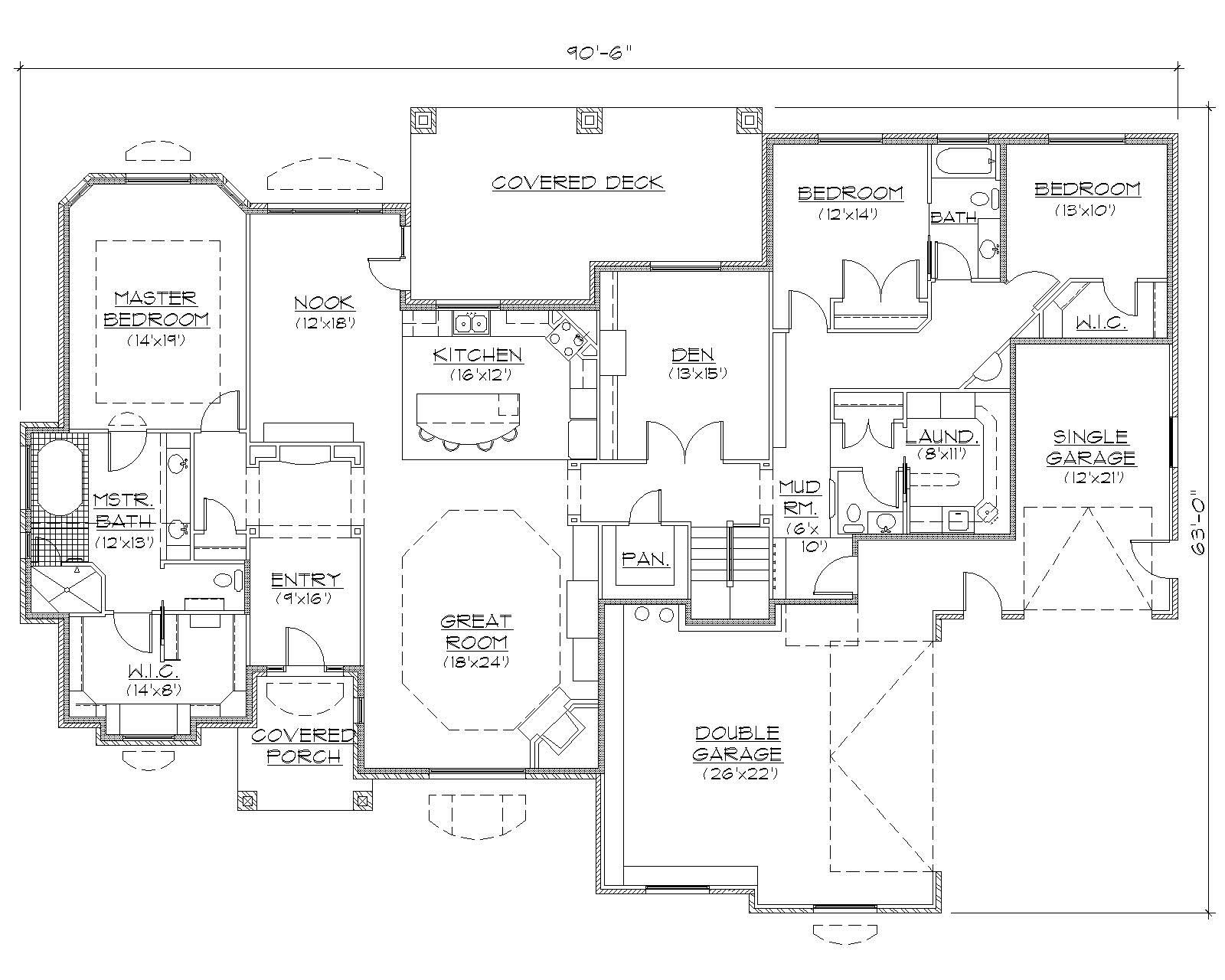 Floor Plan First Story of Country Plan #135-1011