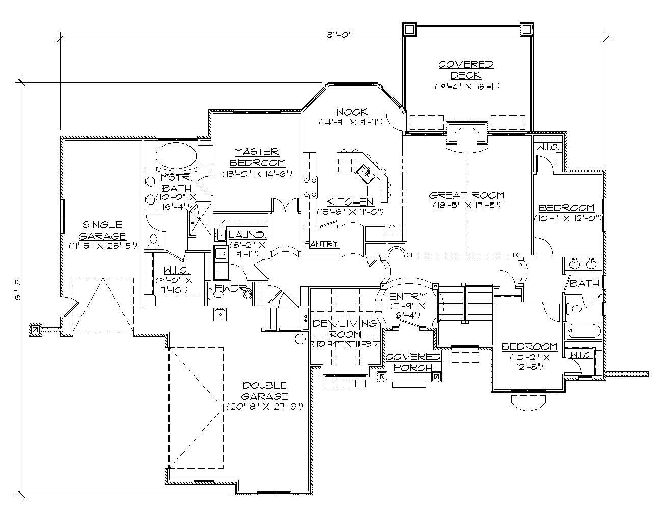 Floor Plan First Story of European Plan #135-1012