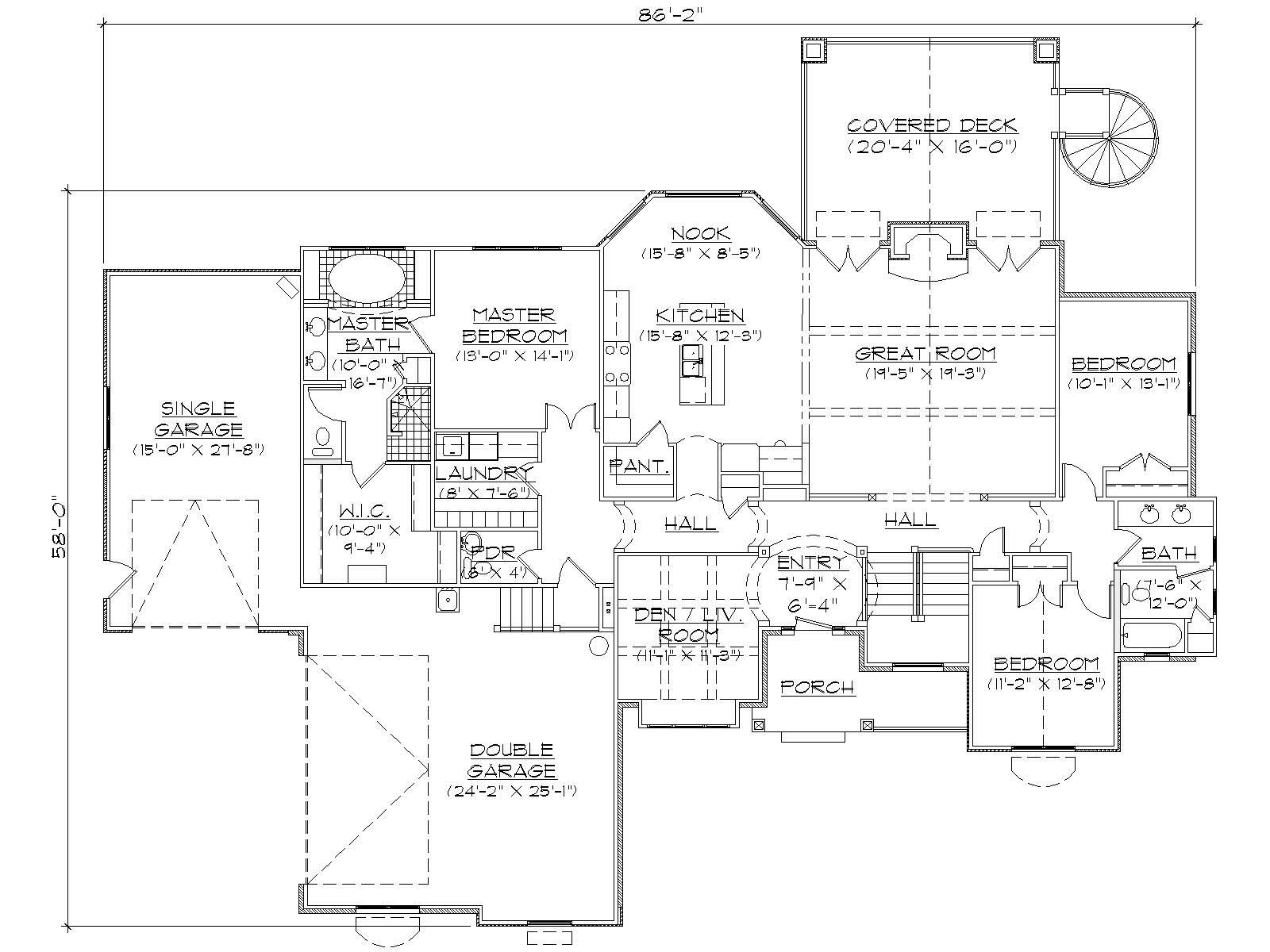 Floor Plan First Story of European Plan #135-1013