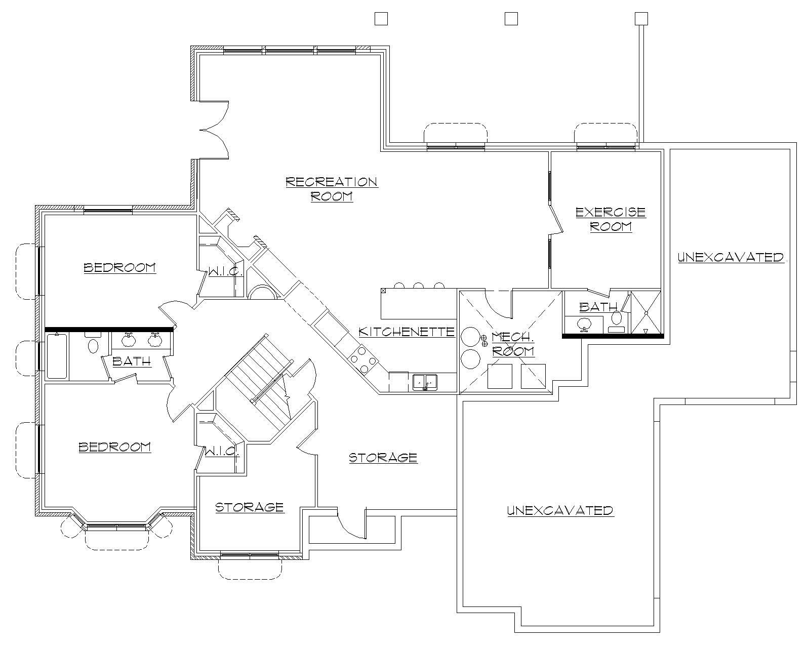 Floor Plan Basement of Farmhouse Plan #135-1014