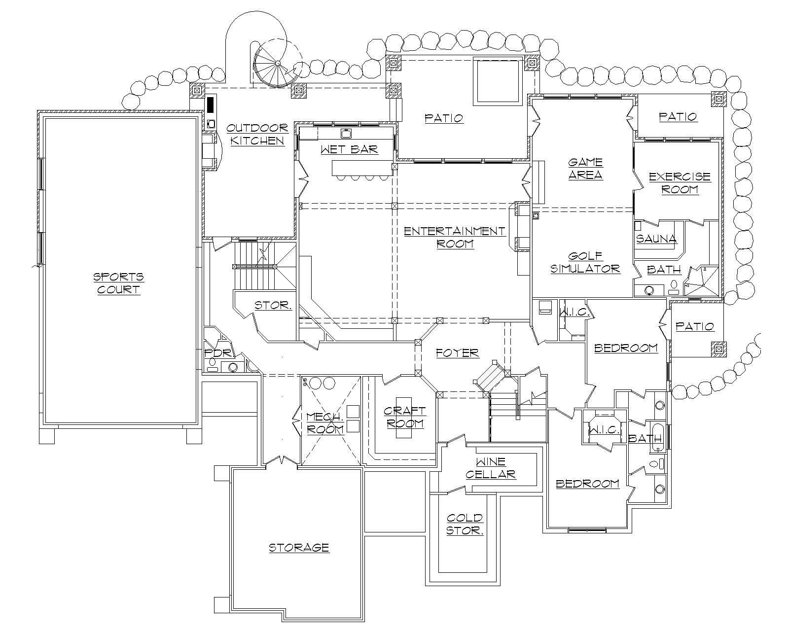 Floor Plan Basement of Craftsman Plan #135-1015