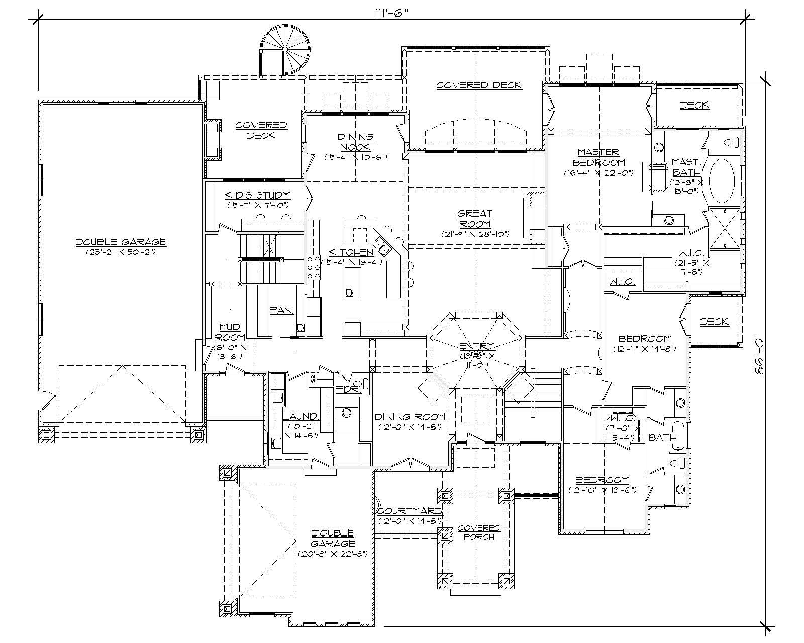 Floor Plan First Story of Craftsman Plan #135-1015