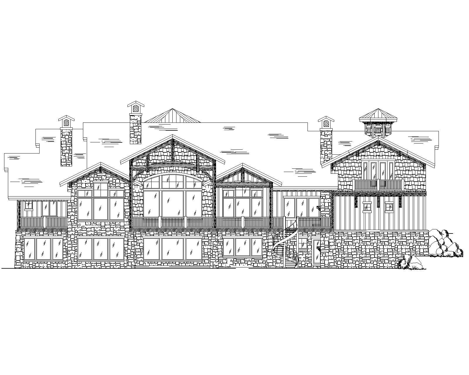 Home Plan Rear Elevation of this 5-Bedroom,5022 Sq Ft Plan -135-1015