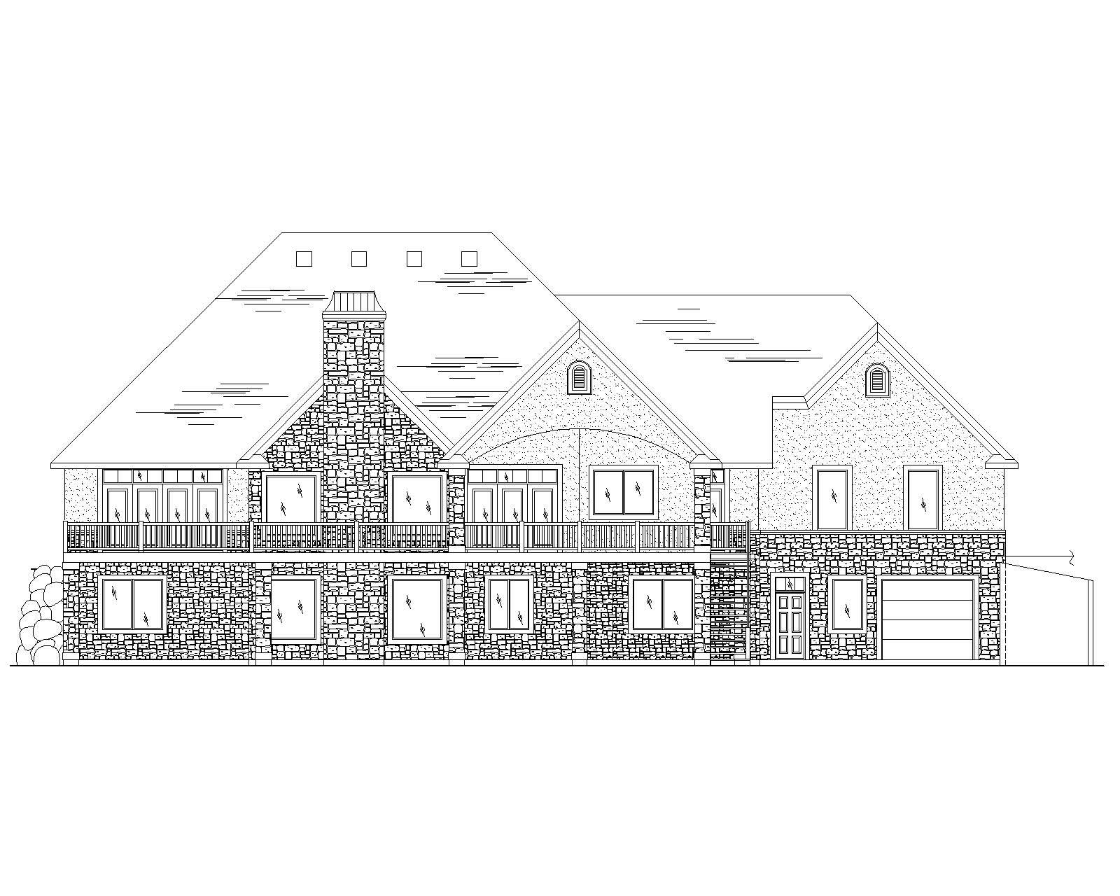 Home Plan Rear Elevation of this 4-Bedroom,2942 Sq Ft Plan -135-1017