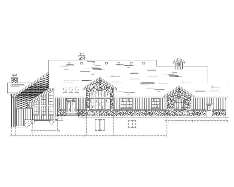 Home Plan Rear Elevation of this 5-Bedroom,3102 Sq Ft Plan -135-1018