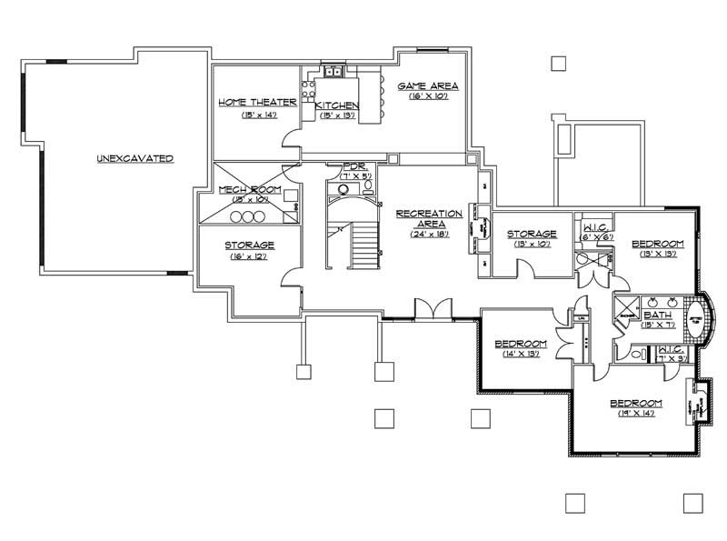 Floor Plan Basement of Luxury Plan #135-1018