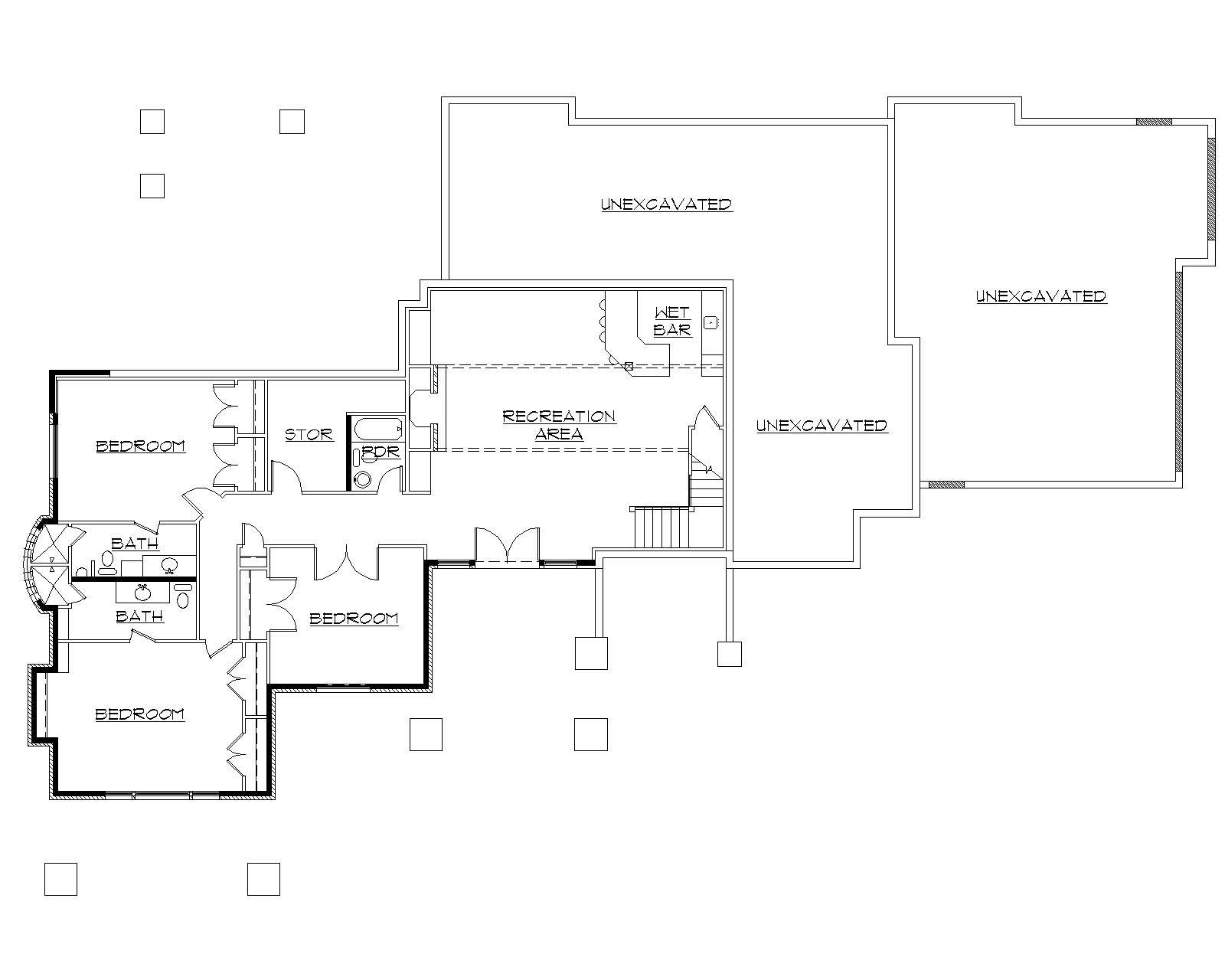 Floor Plan Basement of Craftsman Plan #135-1019